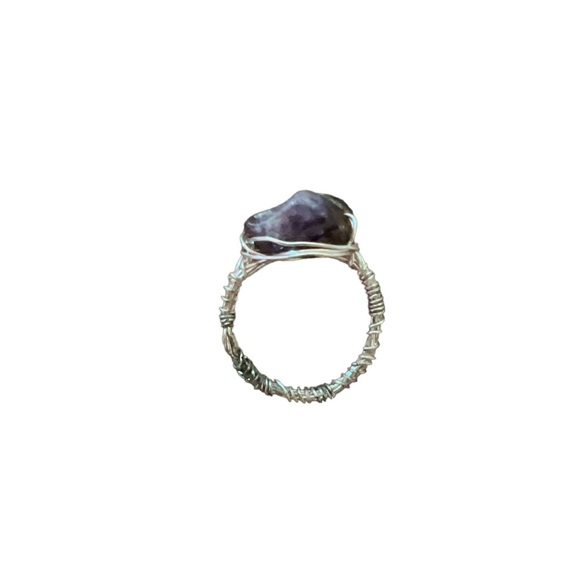 HANDMADE | PURPLE STONE SILVER WIRE RING SZ 8 - Picture 5 of 6